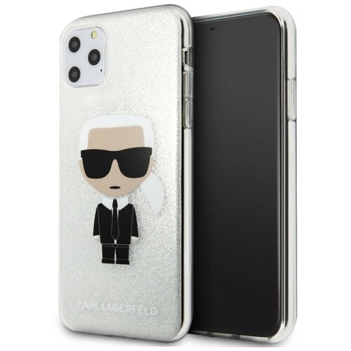 фото Чехол cg mobile karl lagerfeld tpu collection karl iconik hard для iphone 11 pro max, цвет блестящий серебристый (klhcn65tputriksl)