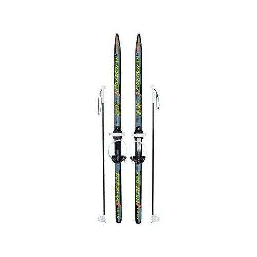 фото Детский набор для катания на лыжах: лыжи 140 см с креплениями, лыжные палки ski race140-105 ase-sport