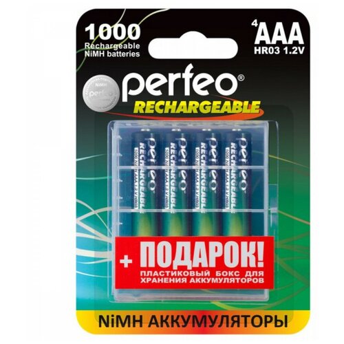 фото Perfeo аккумулятор hr03 1000mah nimh bl4 aaa в упаковке 4 шт