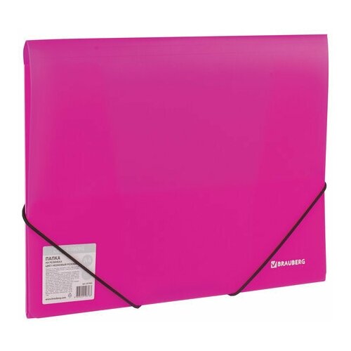 фото Папка на резинках brauberg "neon", неоновая, розовая, до 300 листов, 0,5 мм, 227462