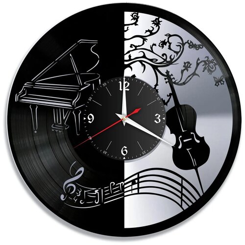 фото Часы настенные "музыка, серебро" из винила, №3 redlaser