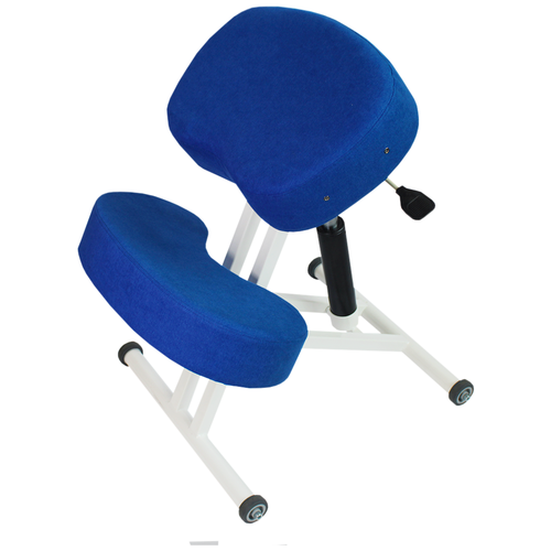 фото Эргономичный коленный стул "олимп" ск-1-2 газлифт (толстые сидения) синяя птица на белой раме