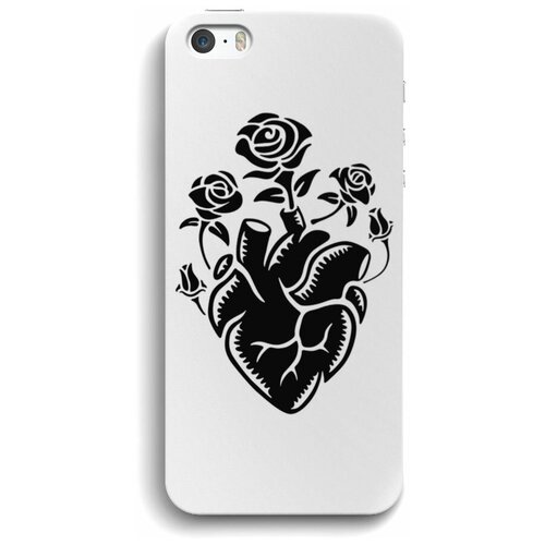 фото Чехол для iphone 5/5s/se "rose heart", белый black pack