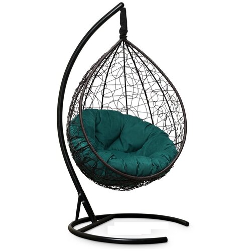 фото Подвесное кресло laura outdoor sevilla verde velour коричневое + каркас (зеленая подушка)