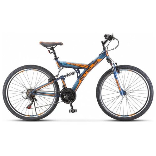фото Stels горный велосипед stels focus 26” v 18-sp v030 2021, рама 18” тёмно-синий/оранжевый рама 18” тёмно-синий/оранжевый 2021 [lu086305-lu083837]