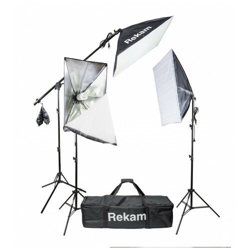 Фото - Rekam CL-555-FL3-SB Boom Kit Комплект флуоресцентных осветителей с софтбоксами комплект галогенных осветителей rekam hl 1600w kit