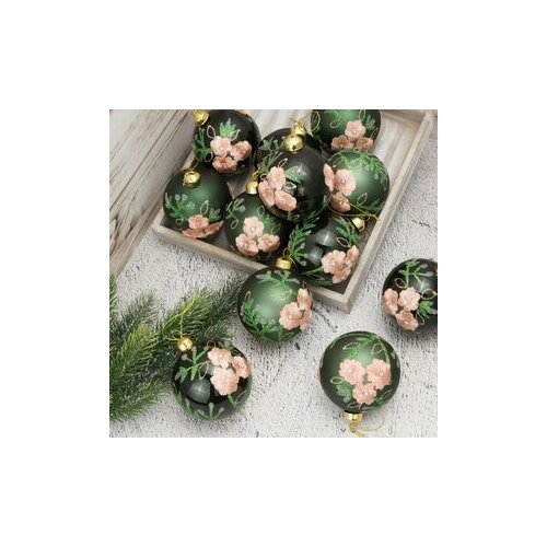 фото Koopman набор стеклянных шаров цветы левитана 8 см, 12 шт *