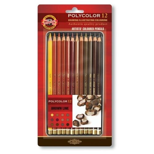 фото Koh-i-noor набор цветных карандашей "polycolor" brown line 12 цв.
