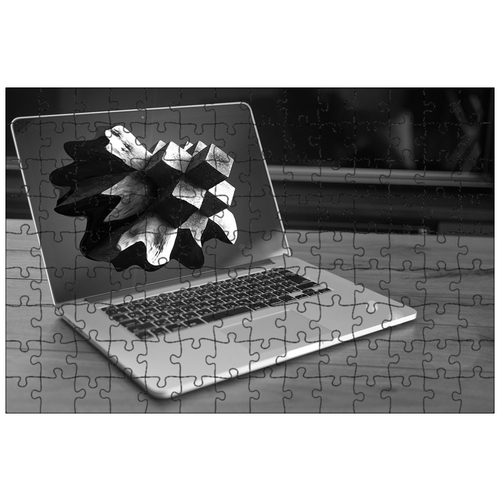 фото Магнитный пазл 27x18см."компьютер, куб, черный и белый" на холодильник lotsprints