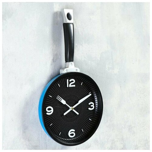 фото Без тм кухонные настенные часы "сковорода" (чёрный циферблат), d=20 см