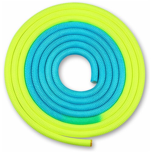 фото Скакалка для художественной гимнастики утяжеленная двухцветная indigo 165 г in040 желто- голубой 3 м