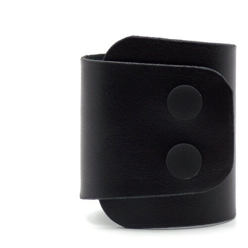 фото Кожаный браслет черный с черными кнопками ручной работы 16 см. marina suvorova