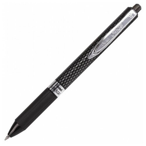 фото Ручка гелевая автоматическая pentel (япония) "oh! gel", узел 0,7 мм, линия 0,35 мм, резиновый упор, черная, k497-an