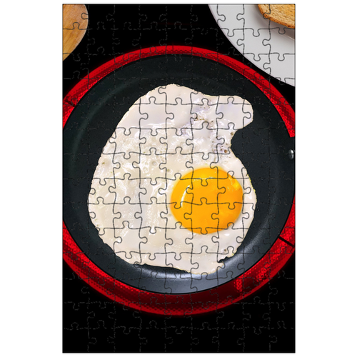 фото Магнитный пазл 27x18см."жареное яйцо, яичный желток, сковорода" на холодильник lotsprints