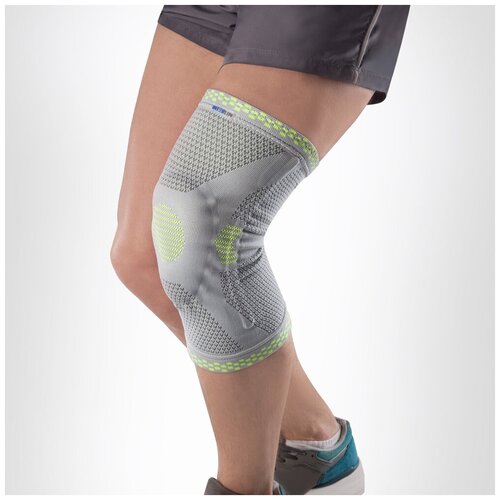 фото Бандаж компрессионный на коленный сустав с силиконовым кольцом sportsupport sb к01 серый, s интерлин