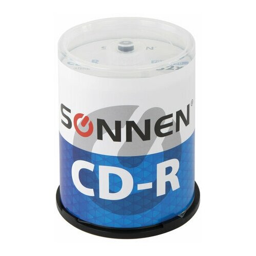 фото Диски cd-r sonnen, 700 mb, 52x, cake box (упаковка на шпиле) комплект 100 шт 513533