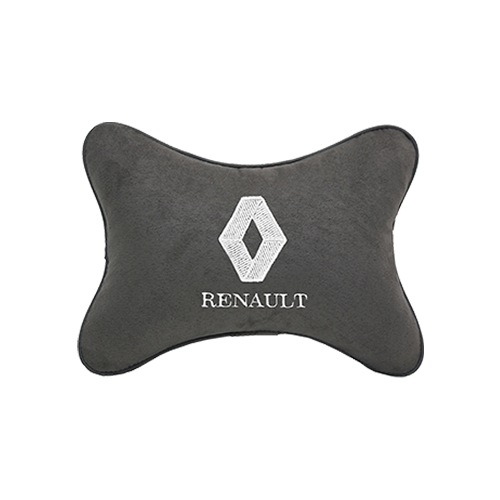 фото Подушка на подголовник алькантара d. grey с логотипом автомобиля renault vital technologies