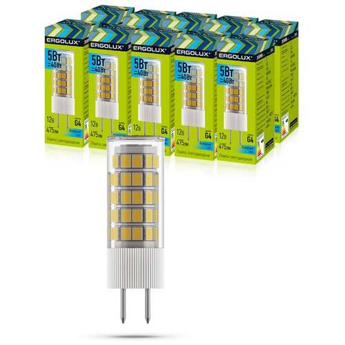 фото Набор из 10 светодиодных лампочек ergolux led-jc-5w-g4-4k