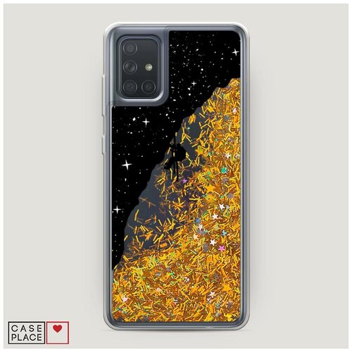 фото Чехол жидкий с блестками samsung galaxy a71 скалолаз в космосе case place