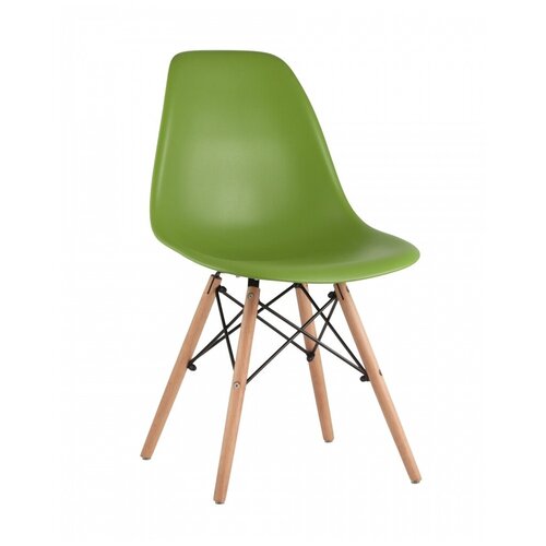 фото Стул stool group dsw зеленый пластик каркас из металла ножки натуральный массив бука