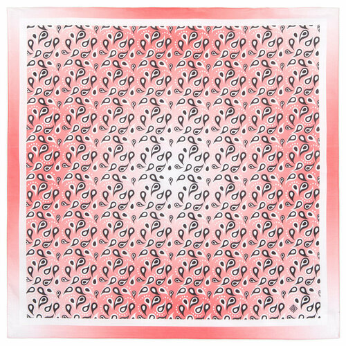 фото Платок павловопосадская платочная мануфактура,70х70 см, белый, коралловый