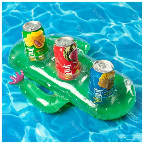 фото Пляжный надувной подстаканник для напитков в бассейн; держатель для коктейлей; плавающая надувная игрушка подставка для бассейна; надувной бар, кактус baziator