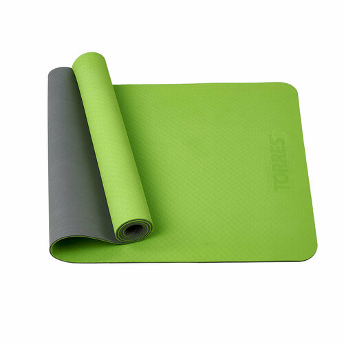 фото Коврик для йоги torres comfort 6, 173х61х0.6 см зелено-серый однотонный 0.9 кг 0.6 см