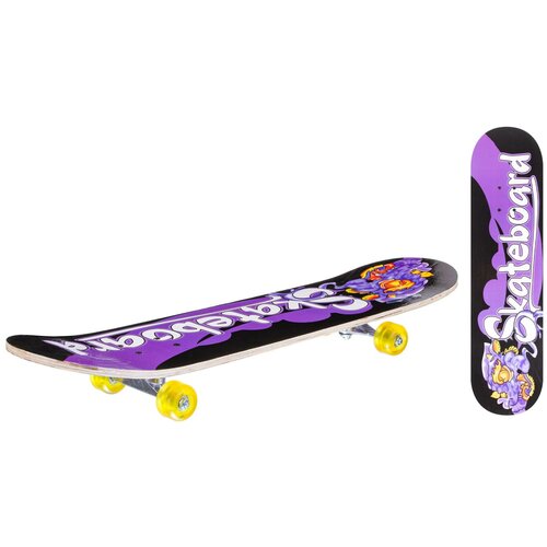 фото Скейтборд деревянный с принтом, колеса pu без света, стойка: металлическая, размер платформы: 79*20 см игротрейд