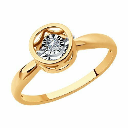 фото Кольцо diamant online, золото, 585 проба, бриллиант, размер 18.5, прозрачный