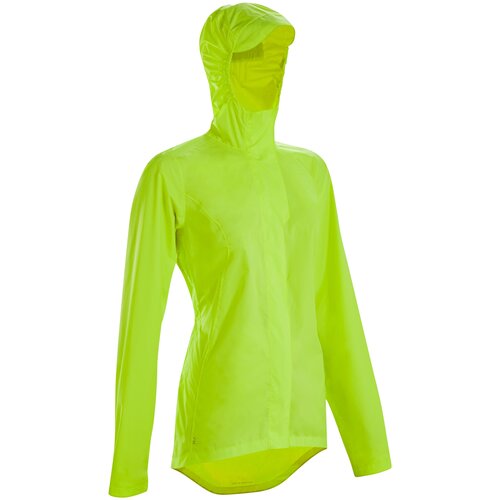 фото Куртка- дождевик для велопоездок по городу заметная днем стандарт сиз женская 120, размер: l, цвет: желтый btwin х декатлон decathlon