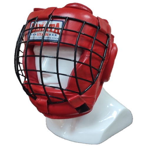 фото Шлем с металлической маской attack натуральная кожа ( размер xl ) красный danata