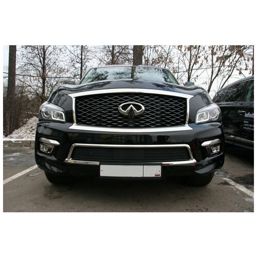 фото Сетка на бампер внешняя для infiniti qx80 2014->, черн 15 мм arbori