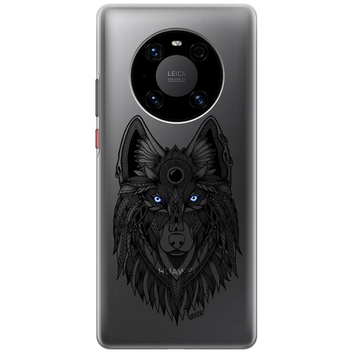 фото Ультратонкий силиконовый чехол-накладка transparent для huawei mate 40 pro с 3d принтом "grand wolf" gosso