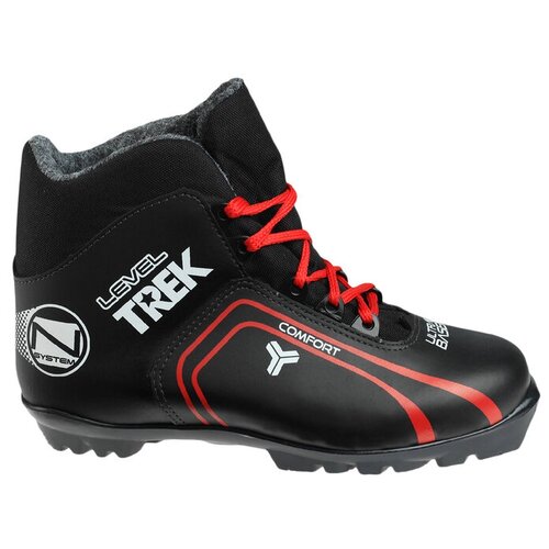 фото Ботинки лыжные trek level 2 nnn ик, цвет чёрный, лого красный, размер 45 нет бренда