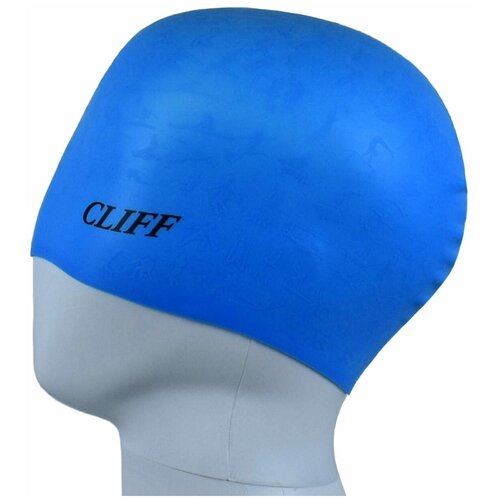 фото Шапочка для плавания cliff силиконовая, с рельефом, голубая
