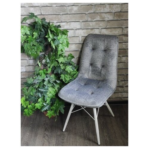 фото Evita/стул/стул бордо ткань лама04 серая,ноги белые /стул на металлических ножках/велюр/кресло на кухню/мягкий стул