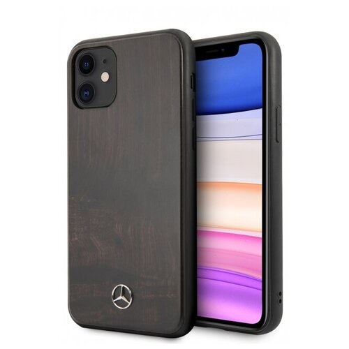 фото Чехол mercedes для iphone 11 серия палисандр | логотип дерево силикон коричневый cg-mobile