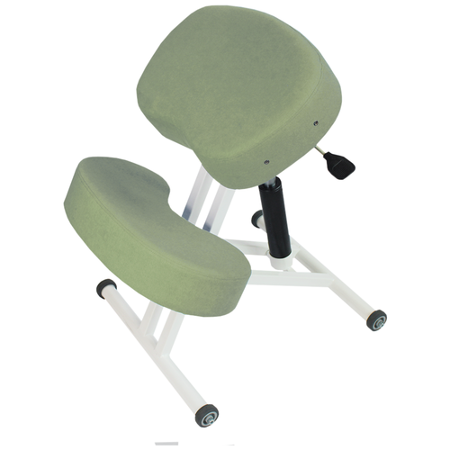 фото Эргономичный коленный стул "олимп" ск-1-2 газлифт (толстые сидения) оливковая ветвь на белой раме