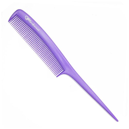 Купить Gera Professional, Расческа карбоновая для стрижки волос GPR00315, с хвостиком, цвет фиолетовый