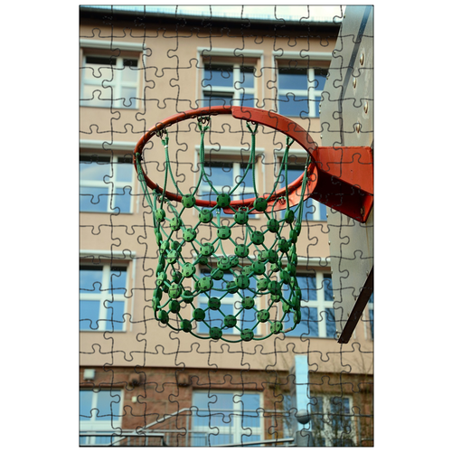 фото Магнитный пазл 27x18см."баскетбольное кольцо, школа, школьный двор" на холодильник lotsprints