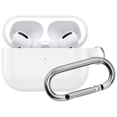 фото Силиконовый чехол для airpods pro с карабином белый wow-device