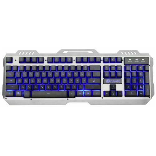 фото Клавиатура оклик 790g iron force темно-серыйчерный usb multimedia for gamer led подставка для запястий oklick