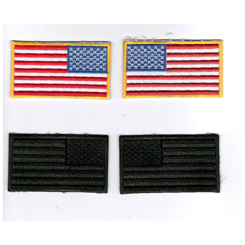 фото Нашивка (патч, шеврон) американский флаг (us flag right_left without velcro coloured_millitary green) 8,5х4,9см без липучки 15гр/комплект -