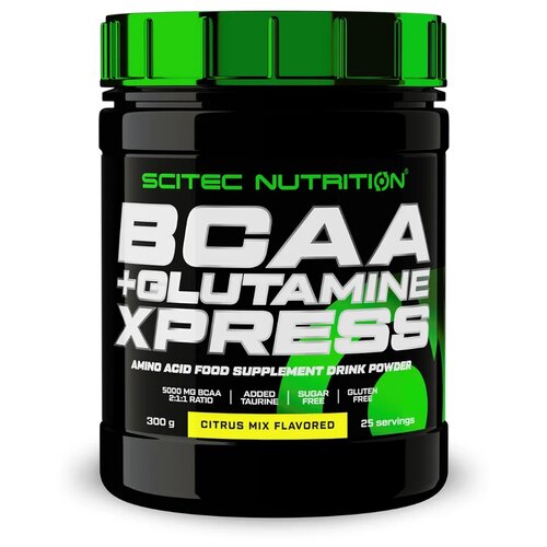 фото Bcaa scitec nutrition bcaa + glutamine xpress, цитрусовый микс, 300 гр.