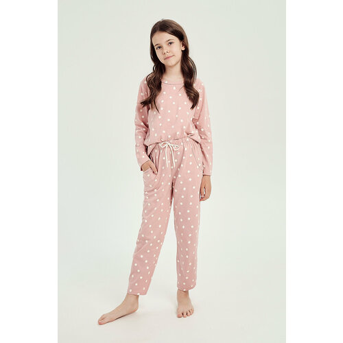 фото Пижама taro, брюки, лонгслив, размер 146, розовый