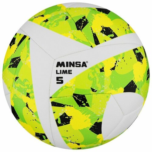 фото Мяч футбольный minsa lime, pu, гибридная сшивка, размер 5