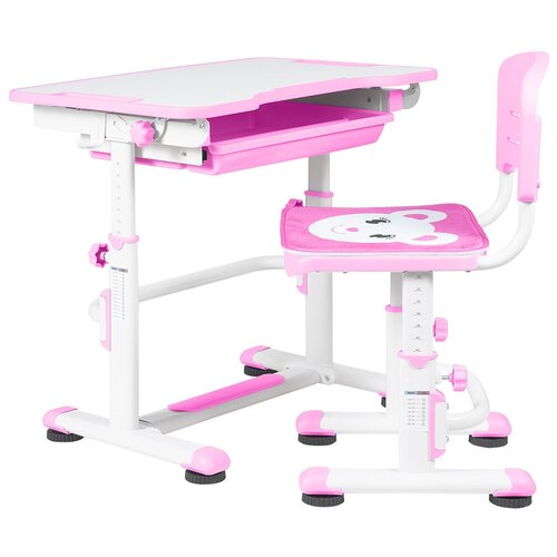 фото Комплект anatomica punto парта + стул + выдвижной ящик белый/розовый