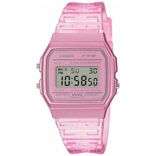 фото Наручные часы casio японские наручные часы casio collection f-91ws-4d, черный, розовый