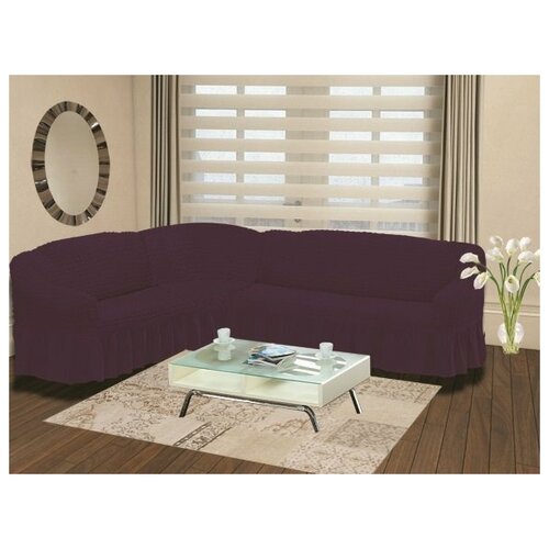 фото Чехол на диван угловой левосторонний 2+3 bulsan фиолетовый bulsan (турция)