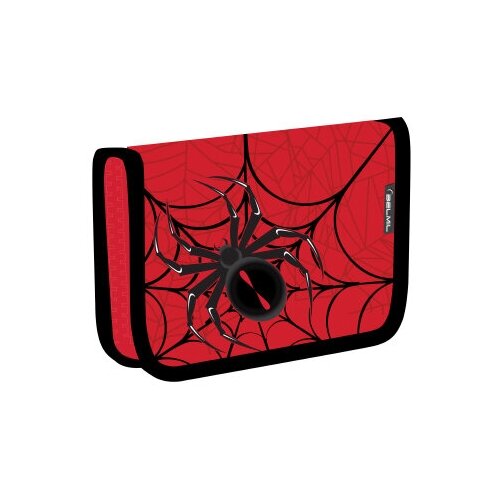 фото Пенал belmil spider red and black, с 2 отк. планками, ткань, на 30 предметов, 14х20х4 см